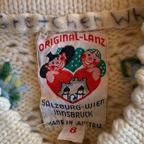 Vintage Original Lanz Salzburg Knit Child’s Floral Embroidered Cardigan - Picture 2 of 16